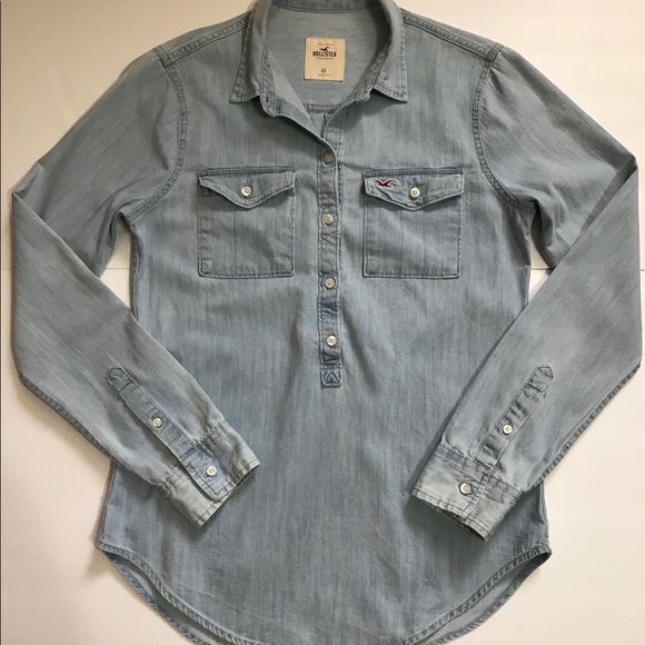 Hollister Tops - HOLLISTER Long Sleeve Denim Half Button up Shirt